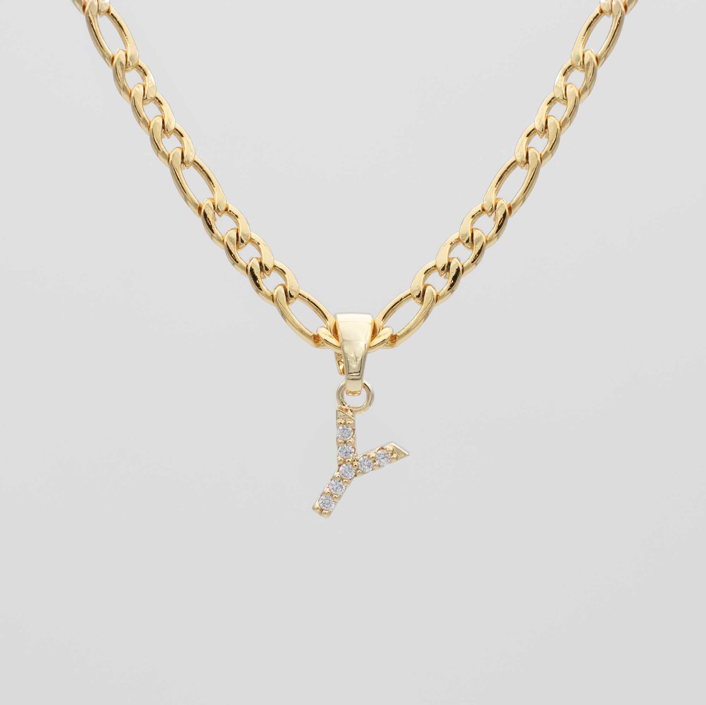 Pave Initial Necklace | Figaro - Image 22 - ISMI JEWELS