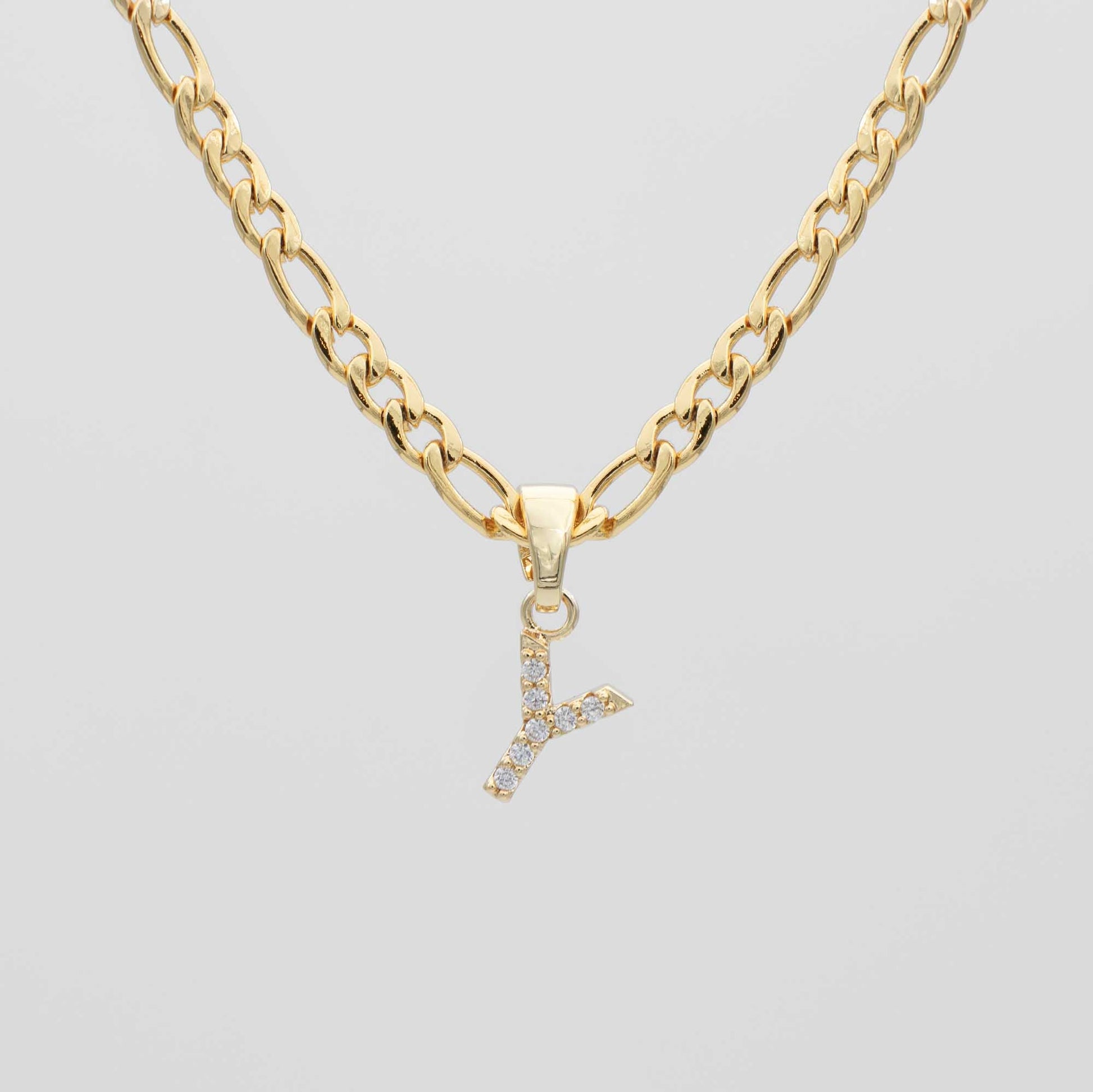 Pave Initial Necklace | Figaro - Image 22 - ISMI JEWELS