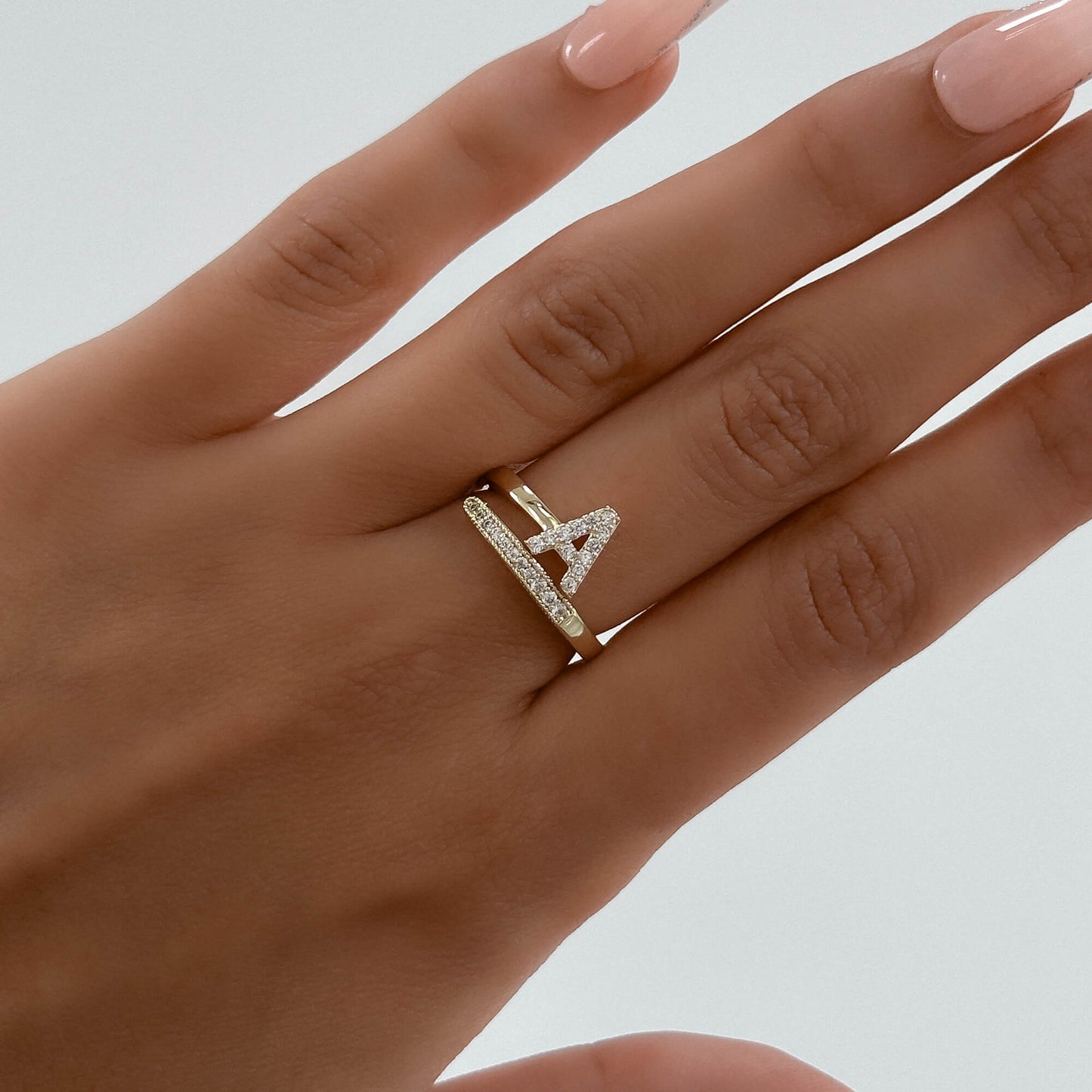 Pave Initial Ring - Image 4 - ISMI JEWELS
