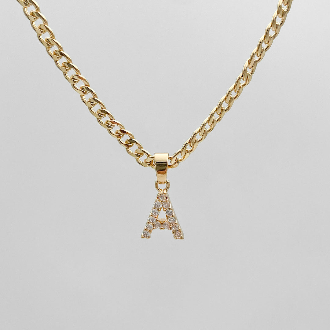 Pave Initial Necklace | Cuban - Image 1 - ISMI JEWELS