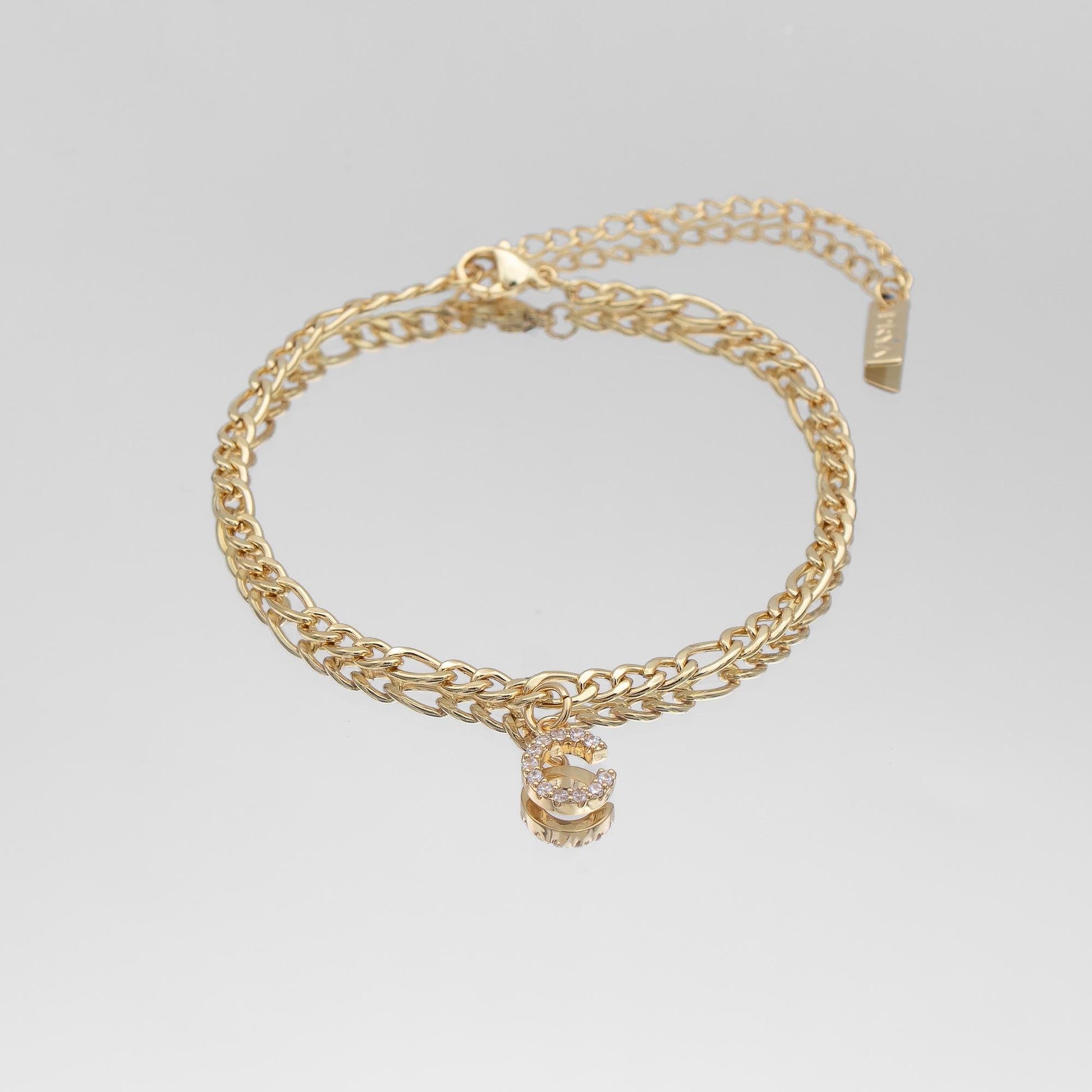 Pave Initial Anklet | Figaro - Image 4 - ISMI JEWELS