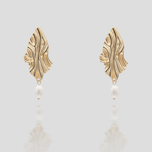 Inaya Textured Pearl Earrings - Image 1 - ISMI JEWELS