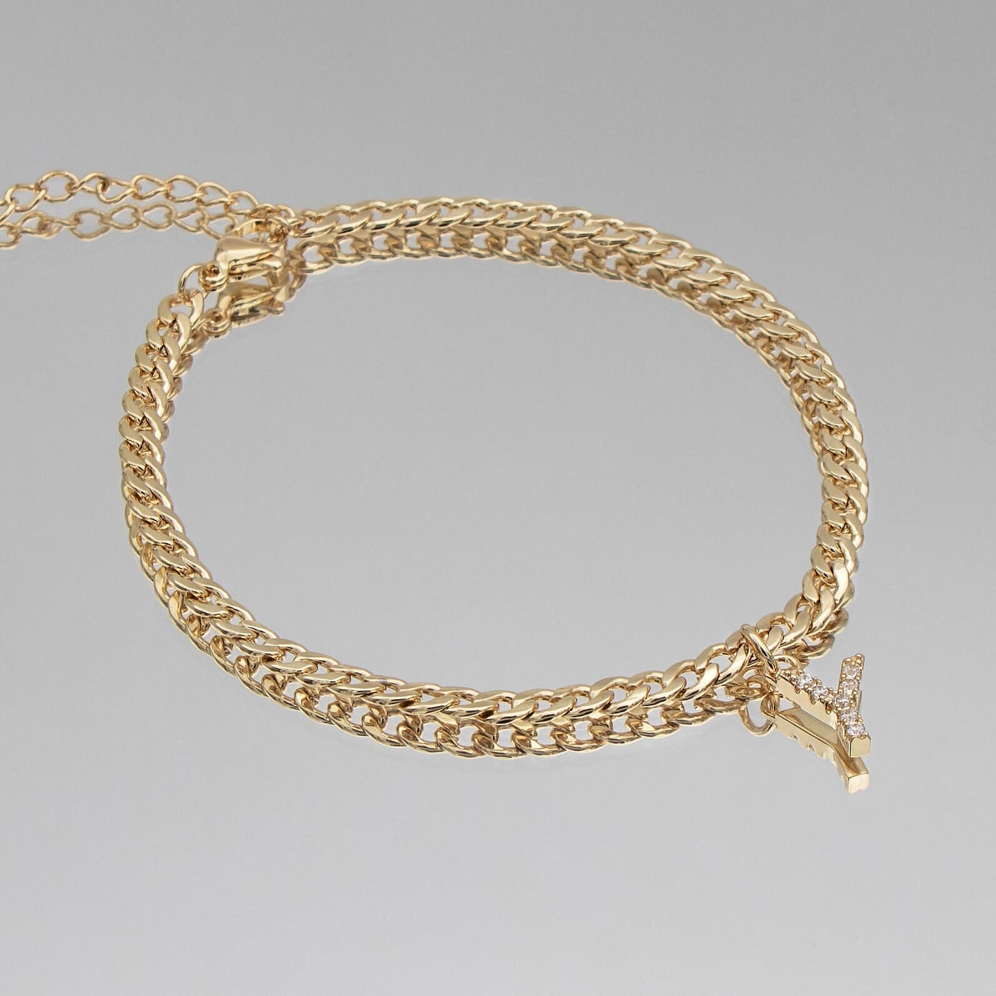 Pave Initial Anklet | Cuban - Image 34 - ISMI JEWELS