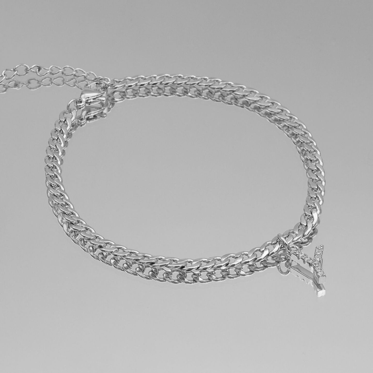 Pave Initial Anklet | Cuban - Image 60 - ISMI JEWELS