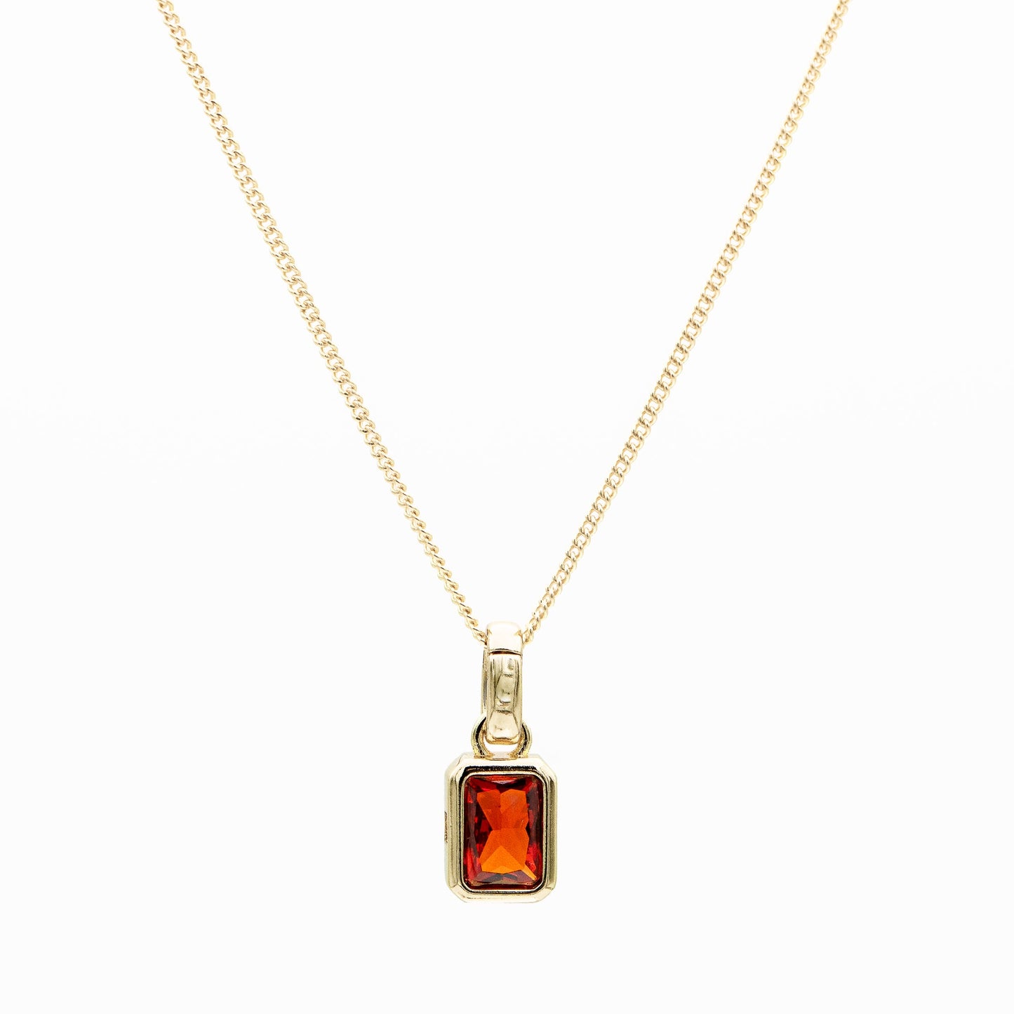 Emerald Cut Birthstone Necklace