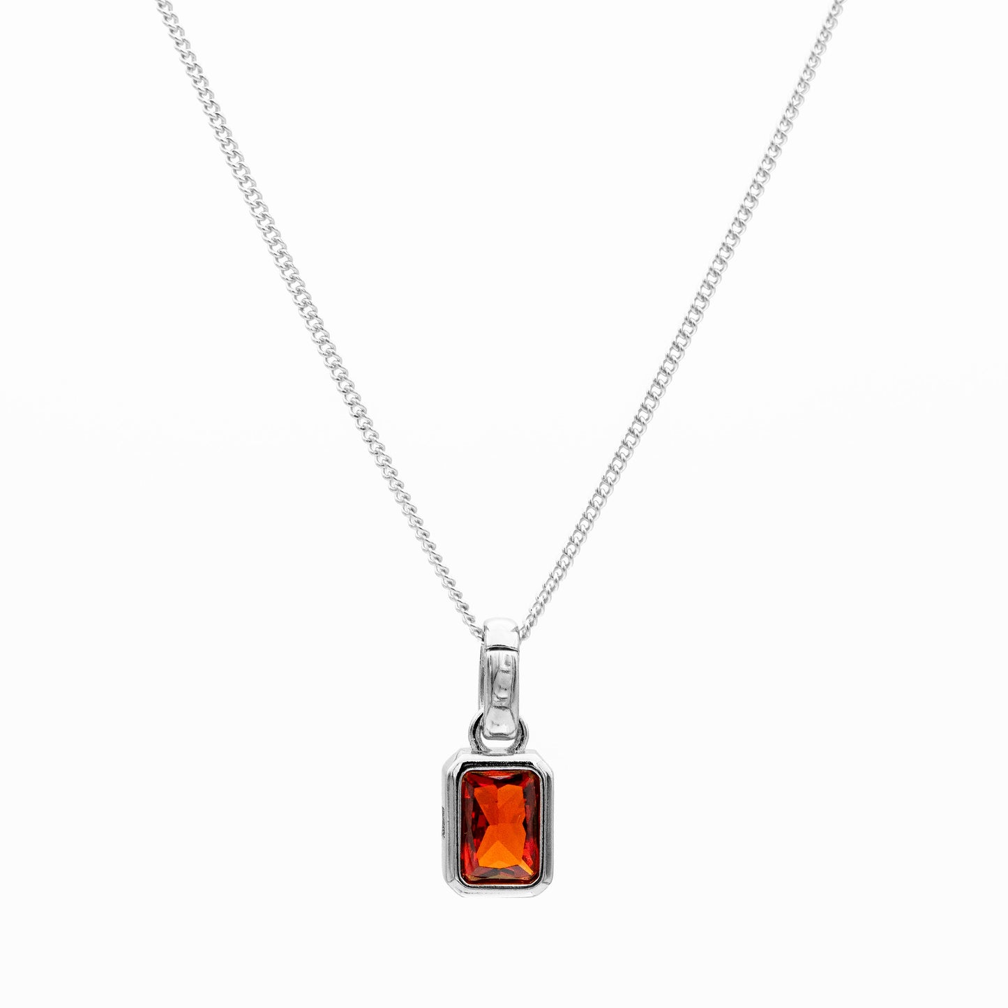 Emerald Cut Birthstone Necklace