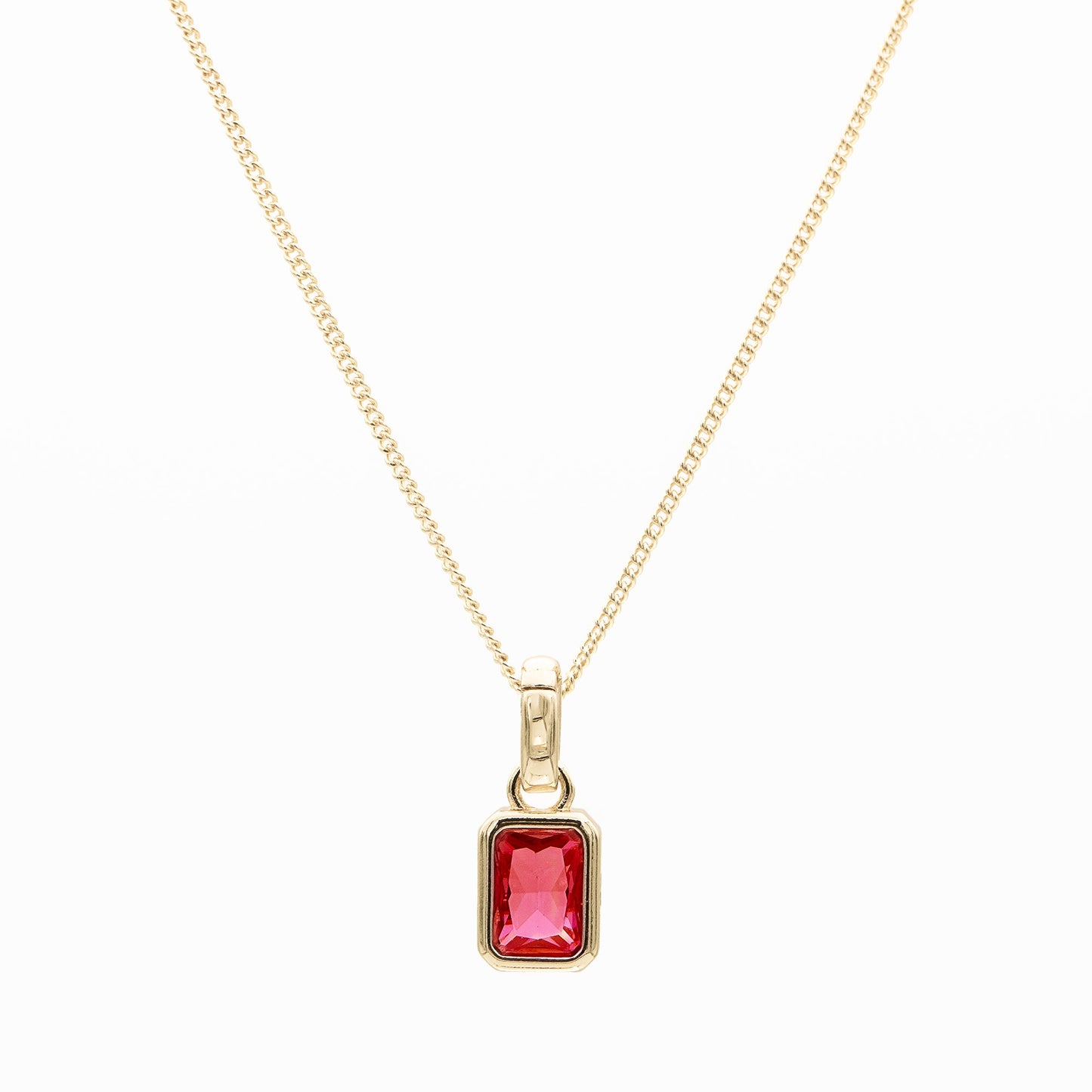 Emerald Cut Birthstone Necklace