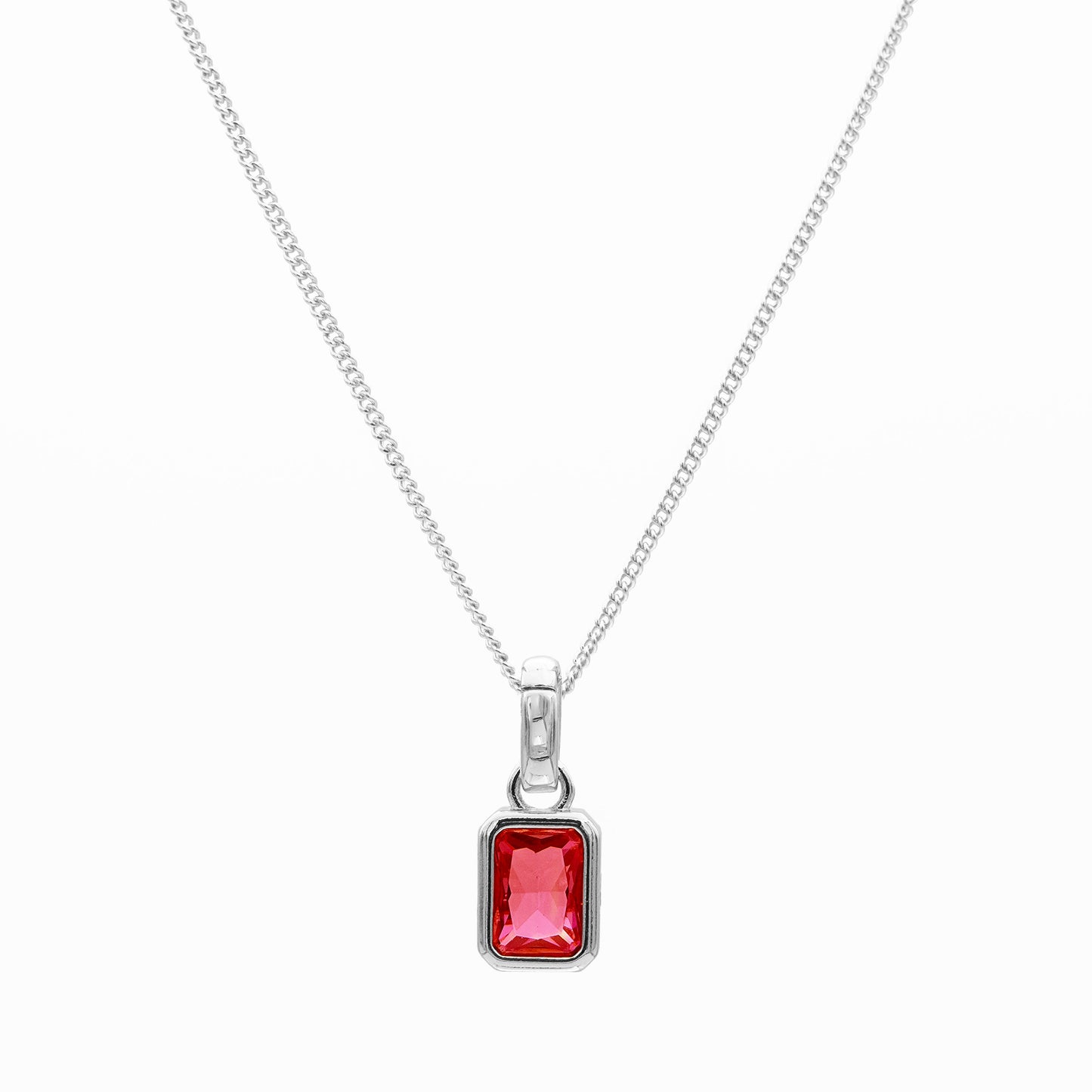 Emerald Cut Birthstone Necklace
