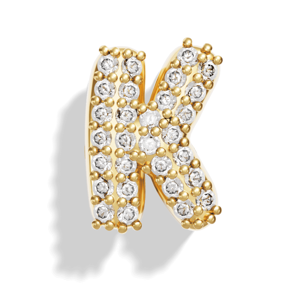 Gold Pave Bubble Letter Charms - Image 13 - ISMI JEWELS
