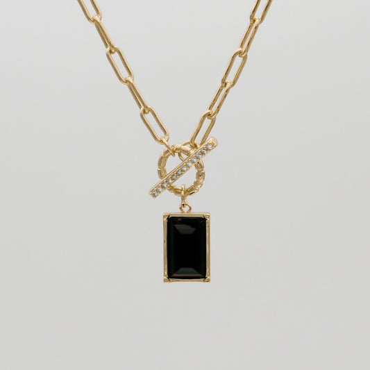 Kyra Onyx T-Bar Necklace - Image 1 - ISMI JEWELS