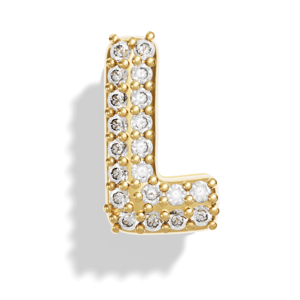 Gold Pave Bubble Letter Charms - Image 14 - ISMI JEWELS