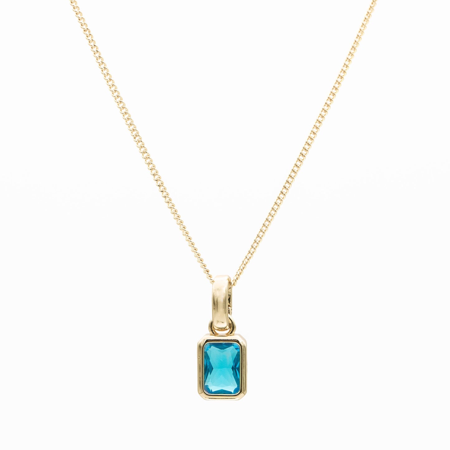 Emerald Cut Birthstone Necklace