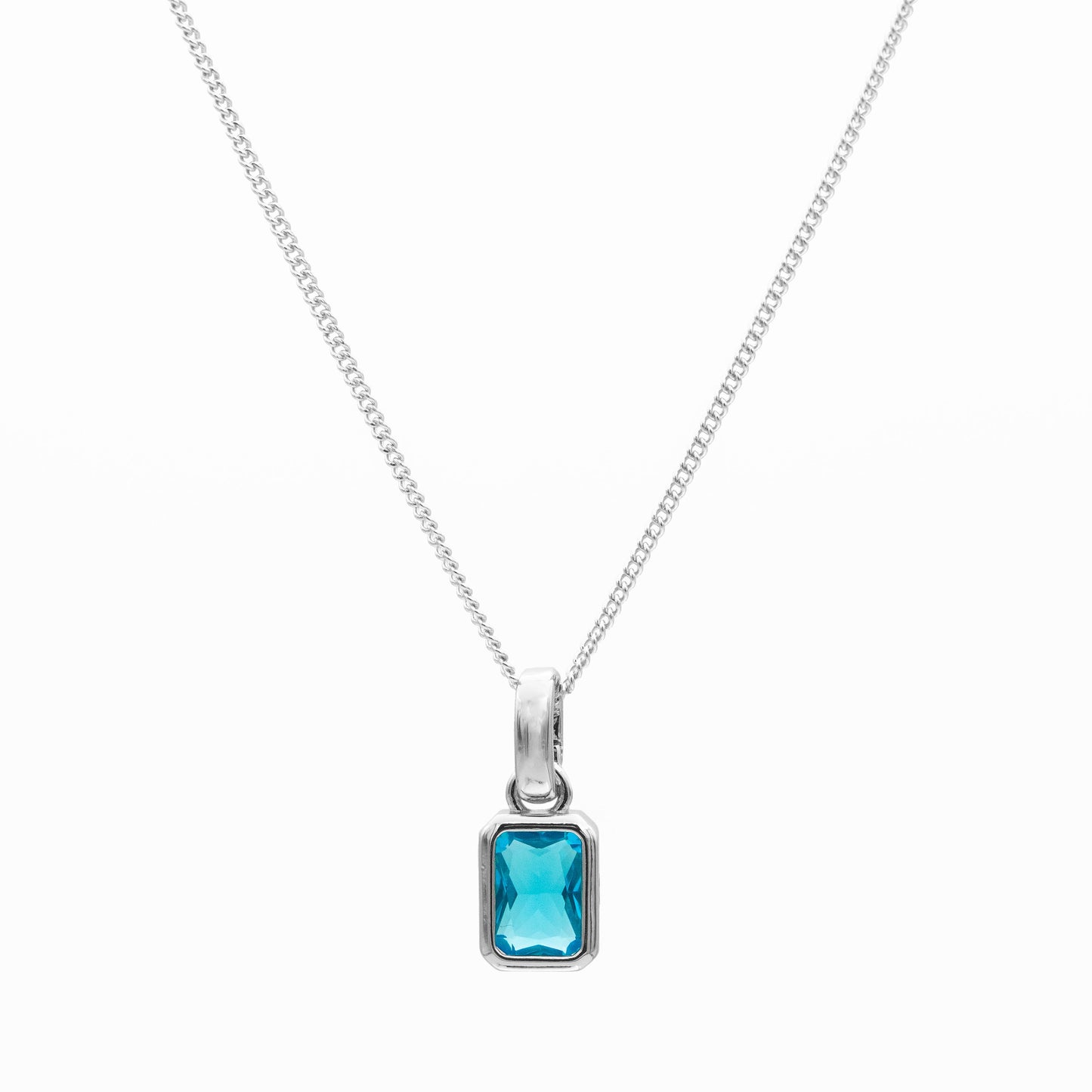Emerald Cut Birthstone Necklace