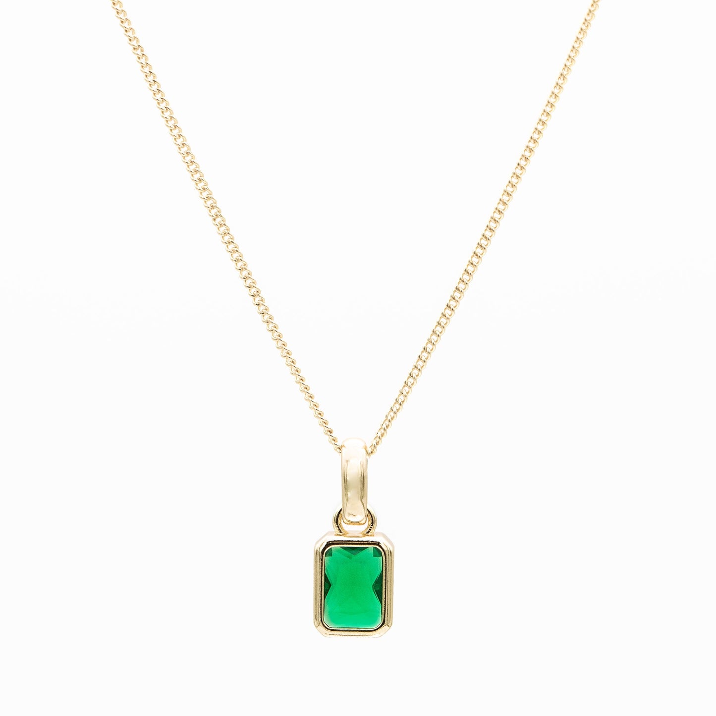 Emerald Cut Birthstone Necklace