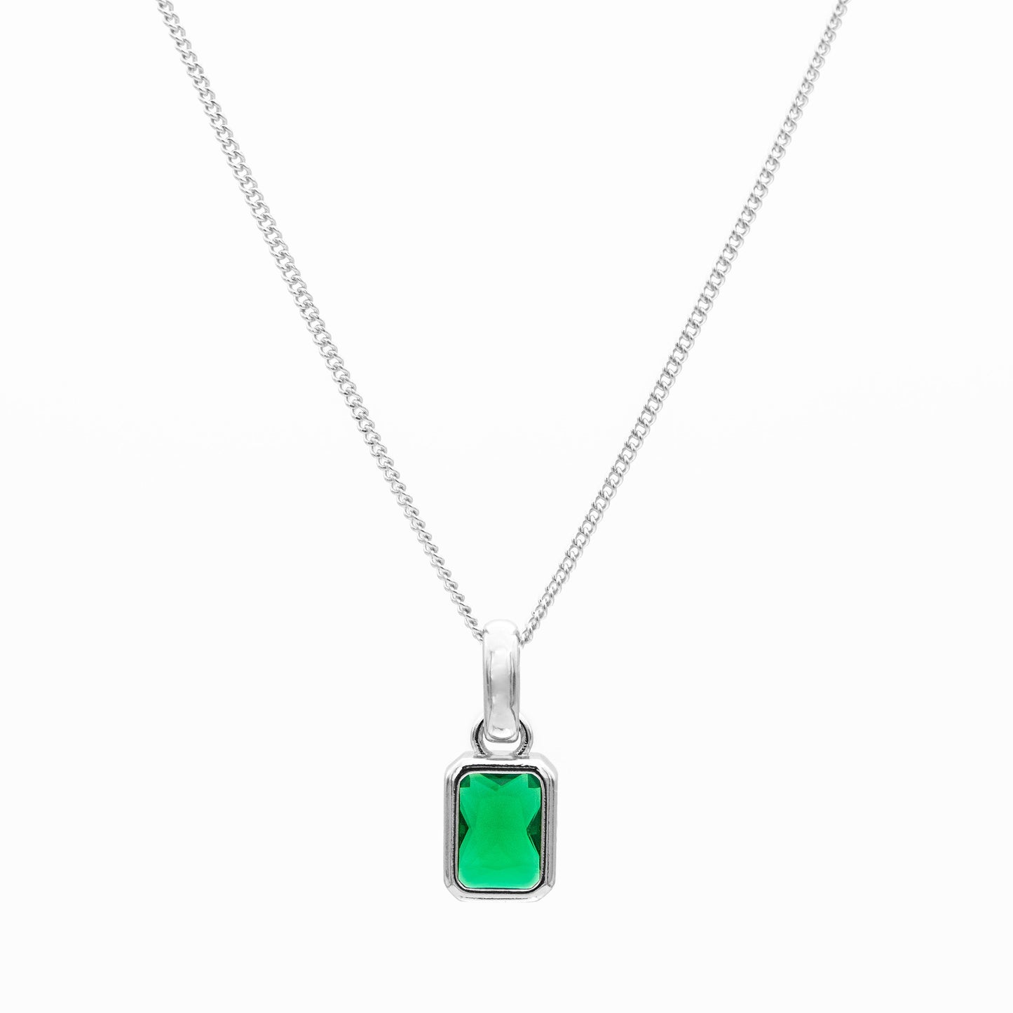 Emerald Cut Birthstone Necklace