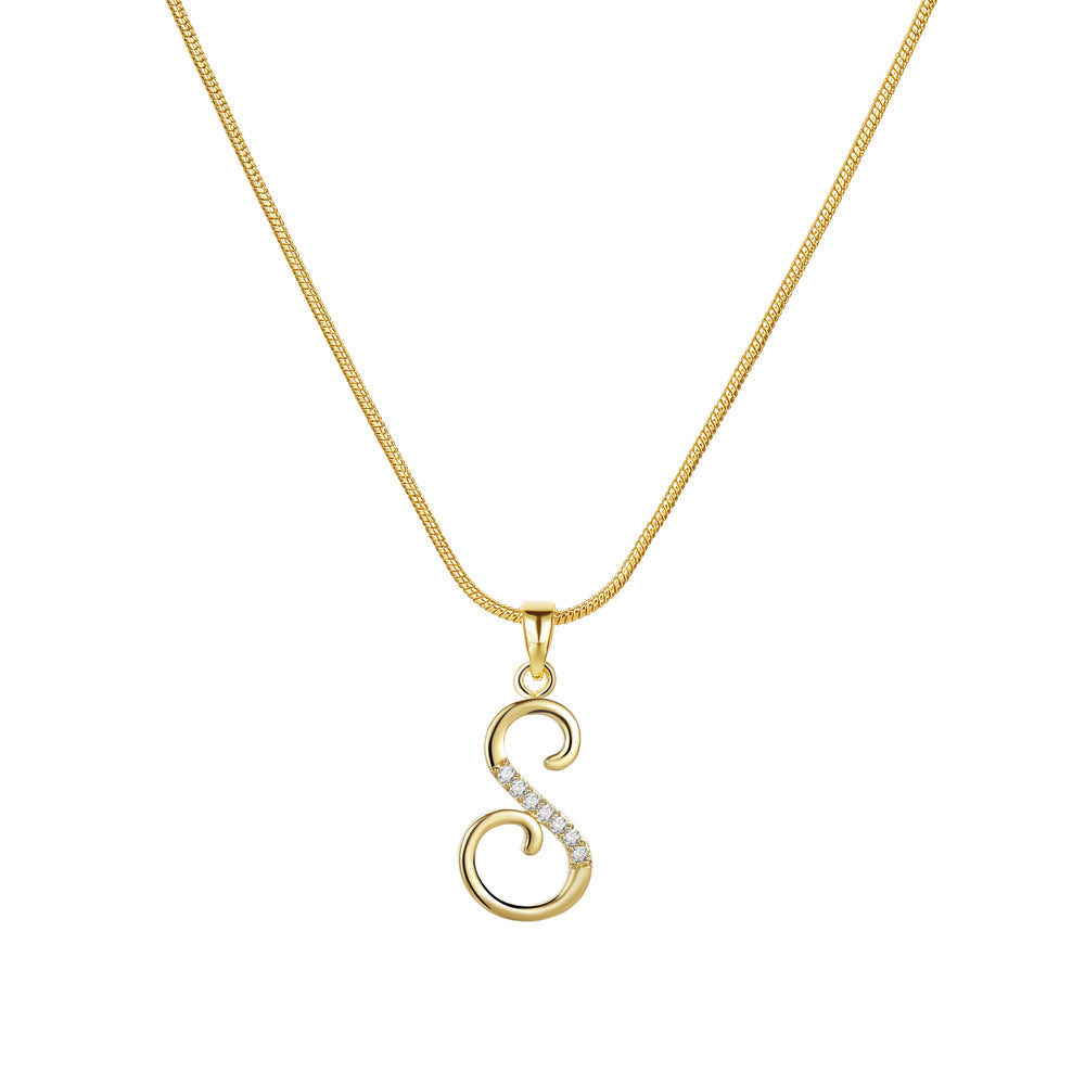 Miami Crystal Script Initial Necklace
