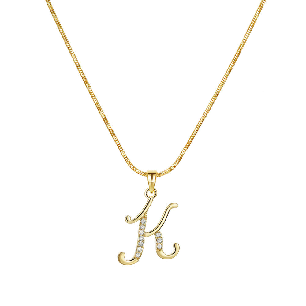 Miami Crystal Script Initial Necklace