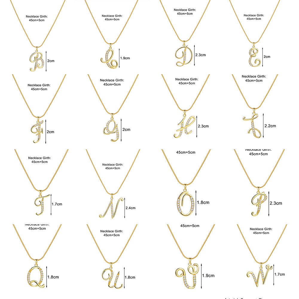Miami Crystal Script Initial Necklace