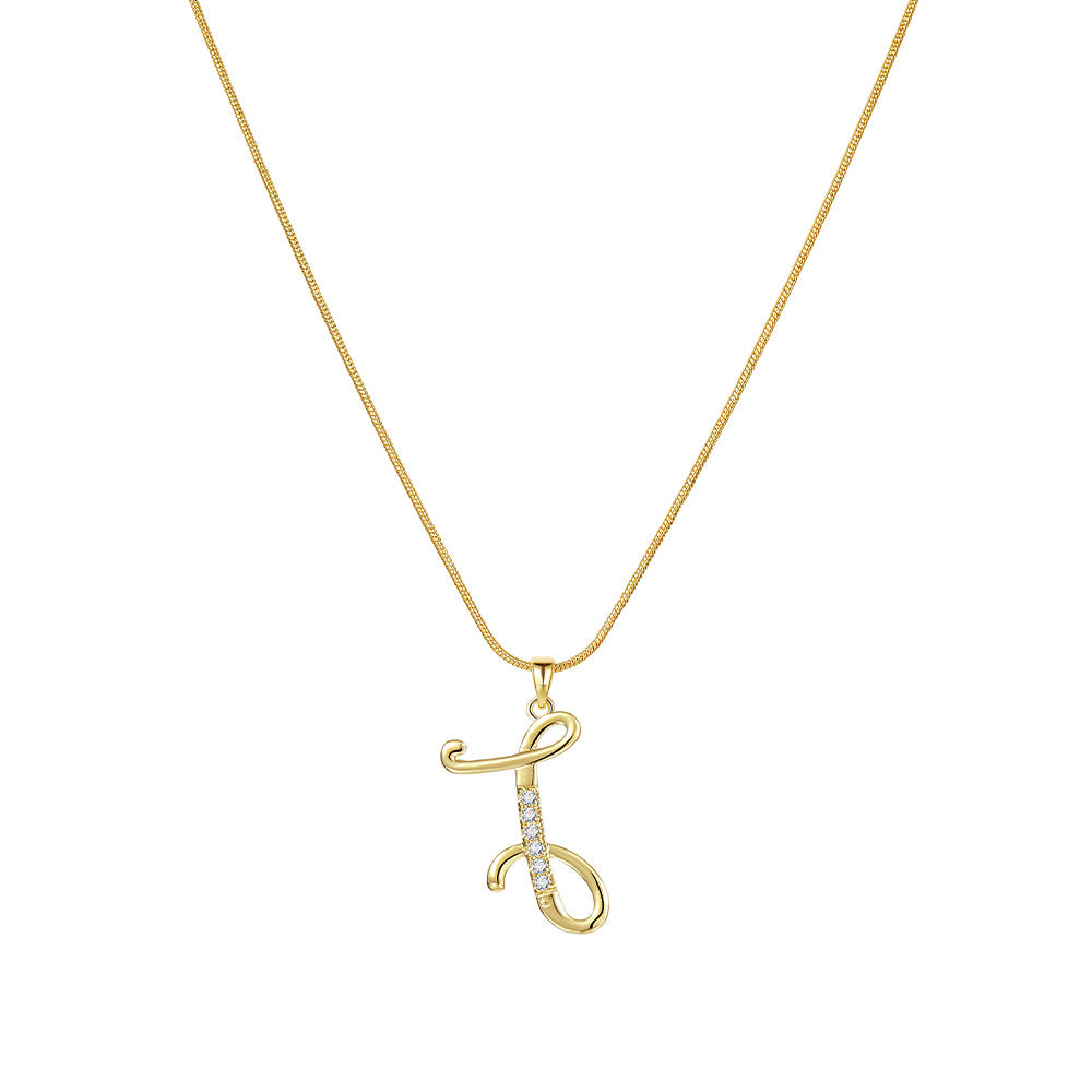 Miami Crystal Script Initial Necklace