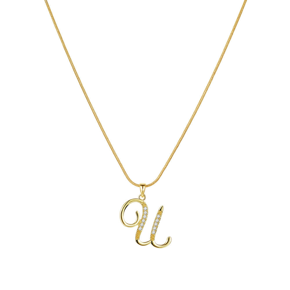 Miami Crystal Script Initial Necklace