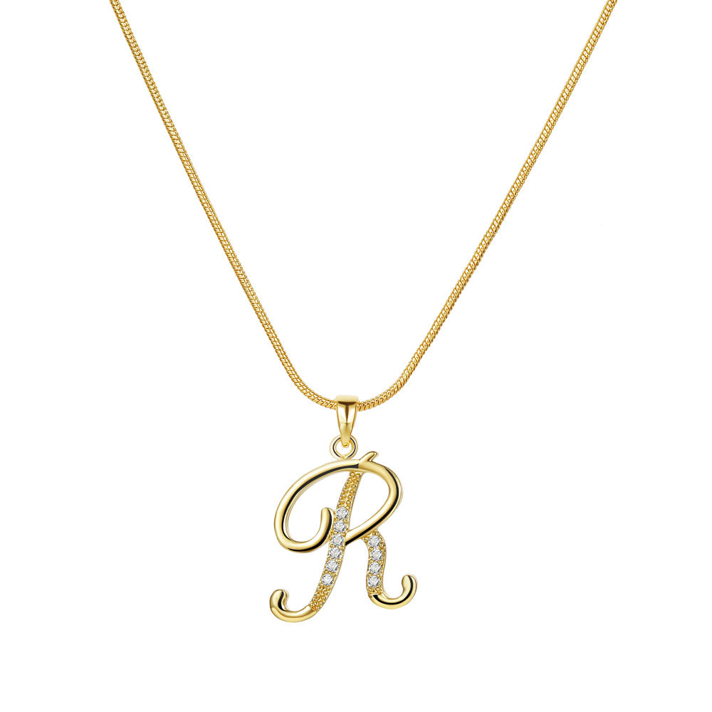 Miami Crystal Script Initial Necklace