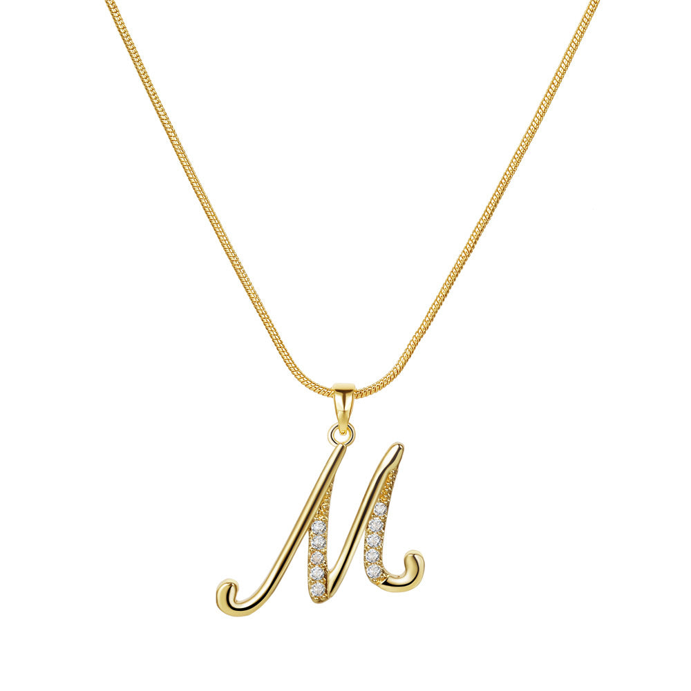 Miami Crystal Script Initial Necklace