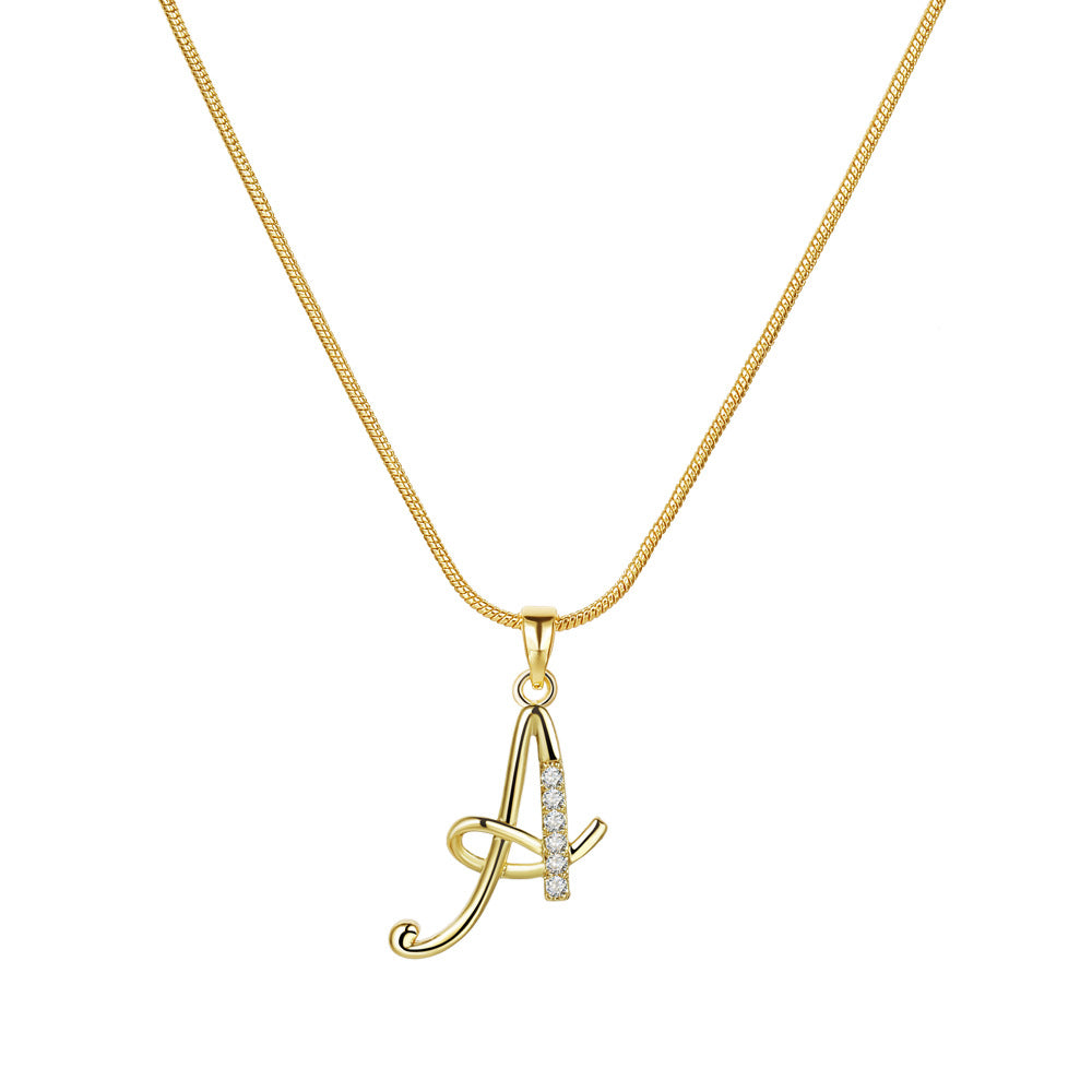 Miami Crystal Script Initial Necklace