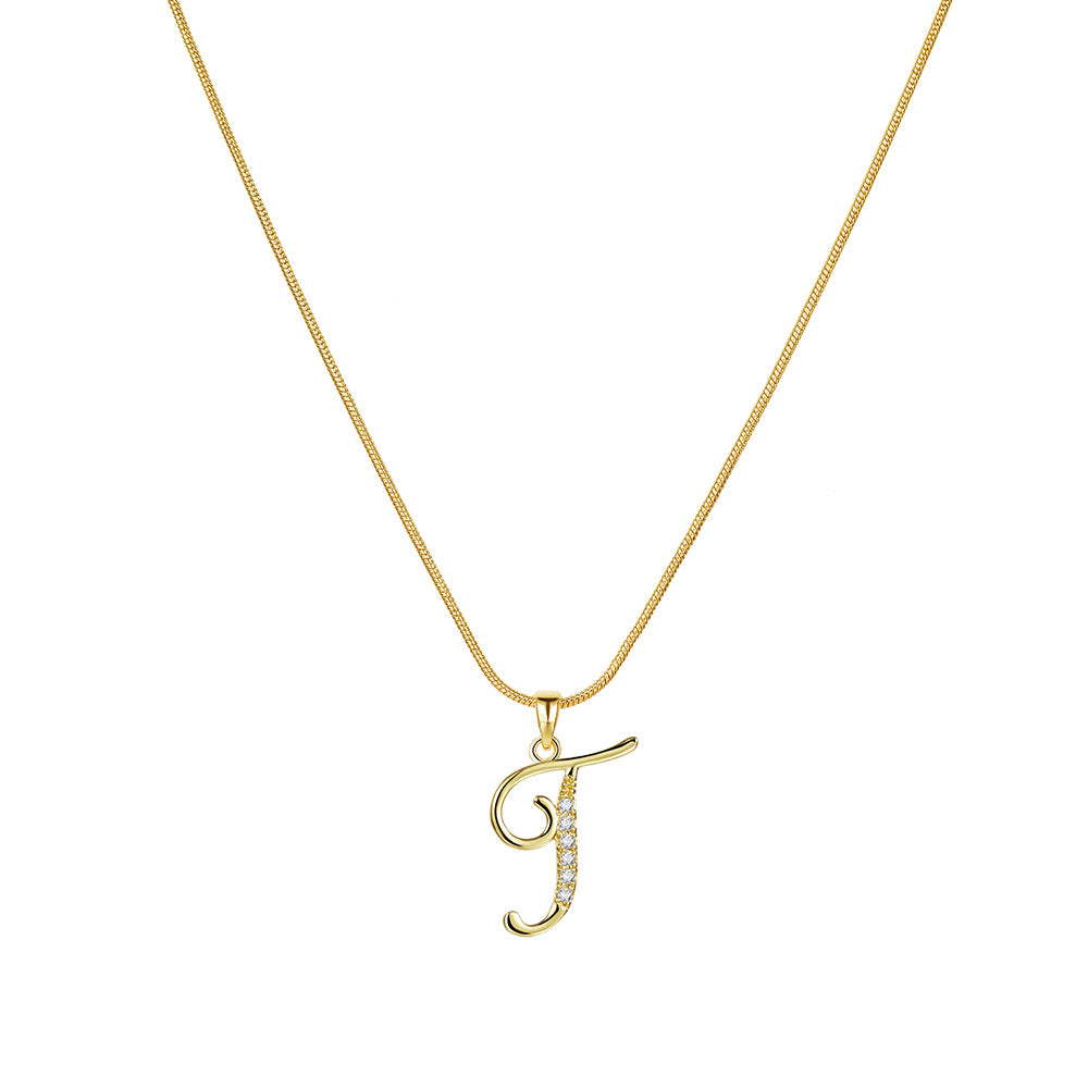 Miami Crystal Script Initial Necklace