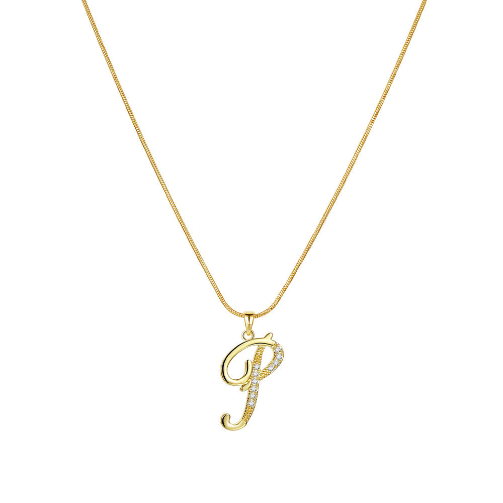 Miami Crystal Script Initial Necklace