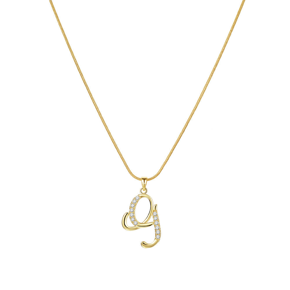 Miami Crystal Script Initial Necklace