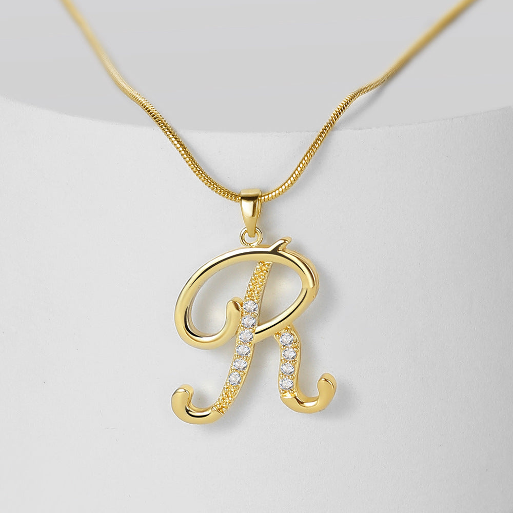 Miami Crystal Script Initial Necklace