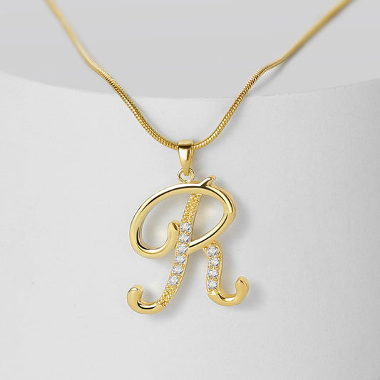 Miami Crystal Script Initial Necklace