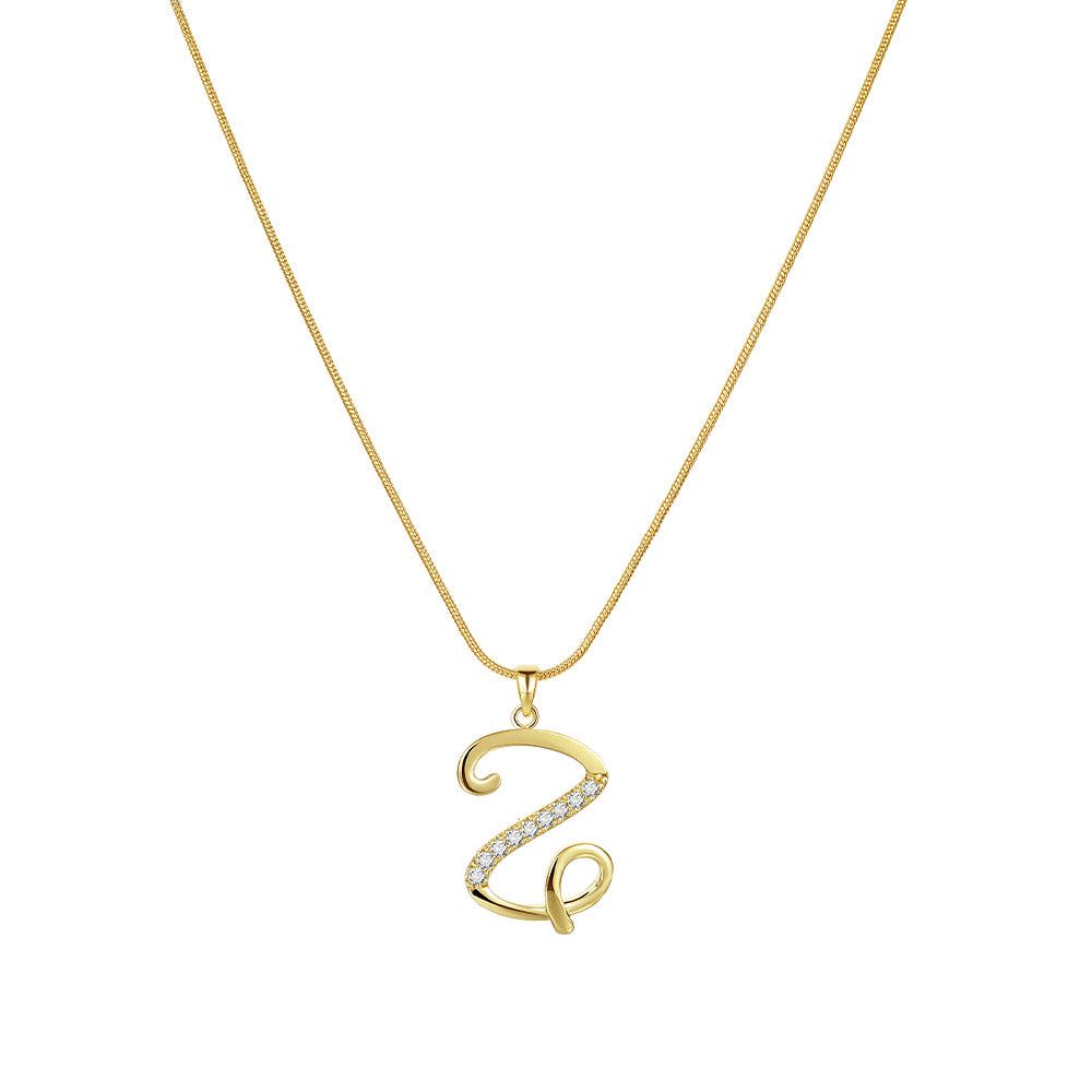 Miami Crystal Script Initial Necklace