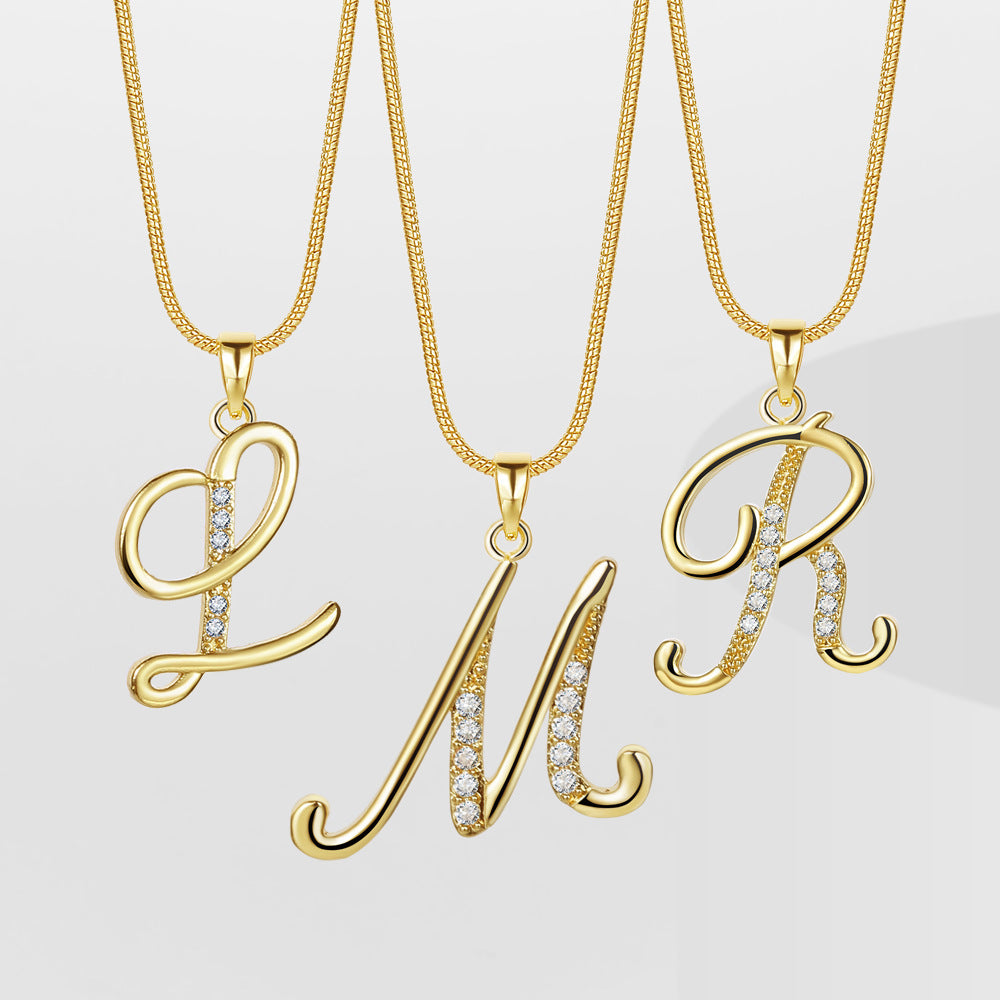 Miami Crystal Script Initial Necklace