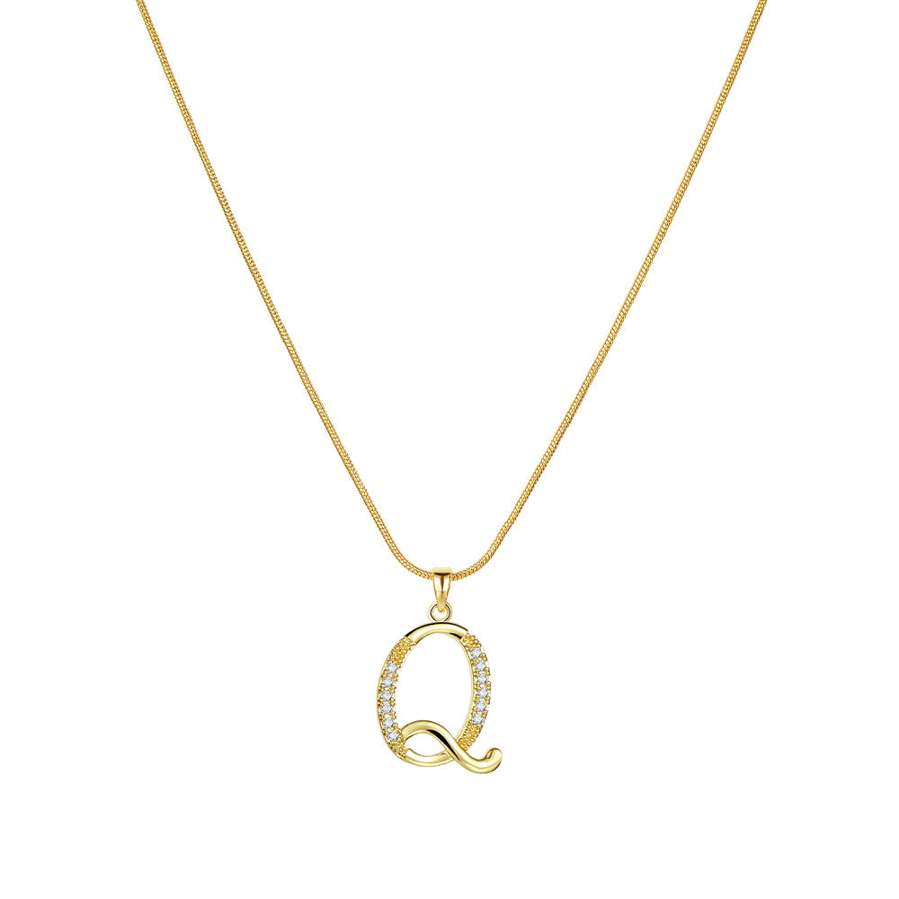 Miami Crystal Script Initial Necklace