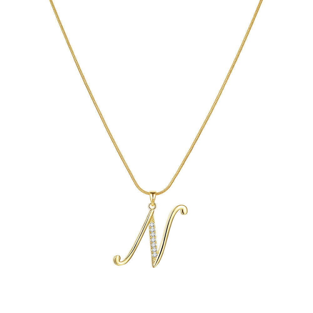 Miami Crystal Script Initial Necklace