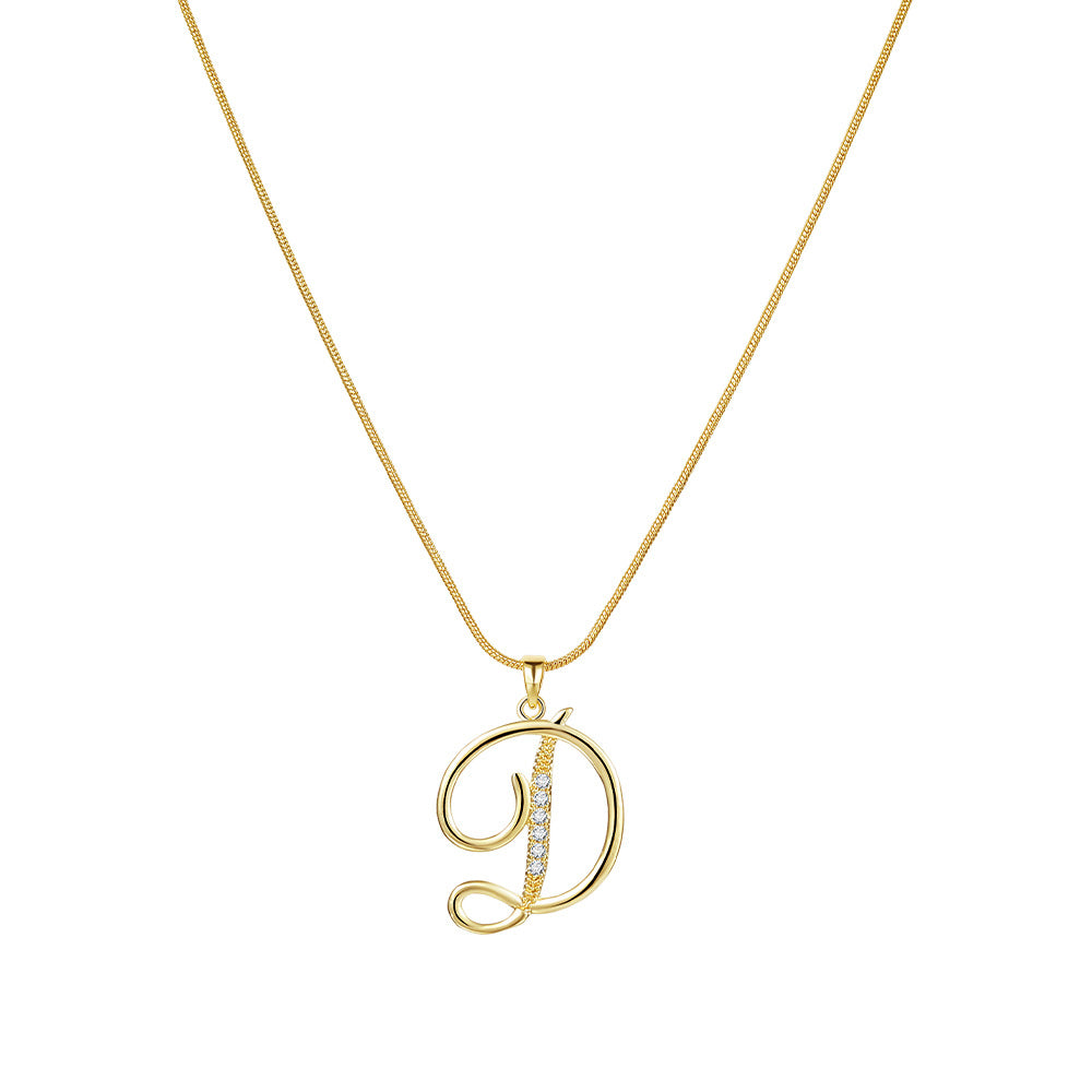 Miami Crystal Script Initial Necklace