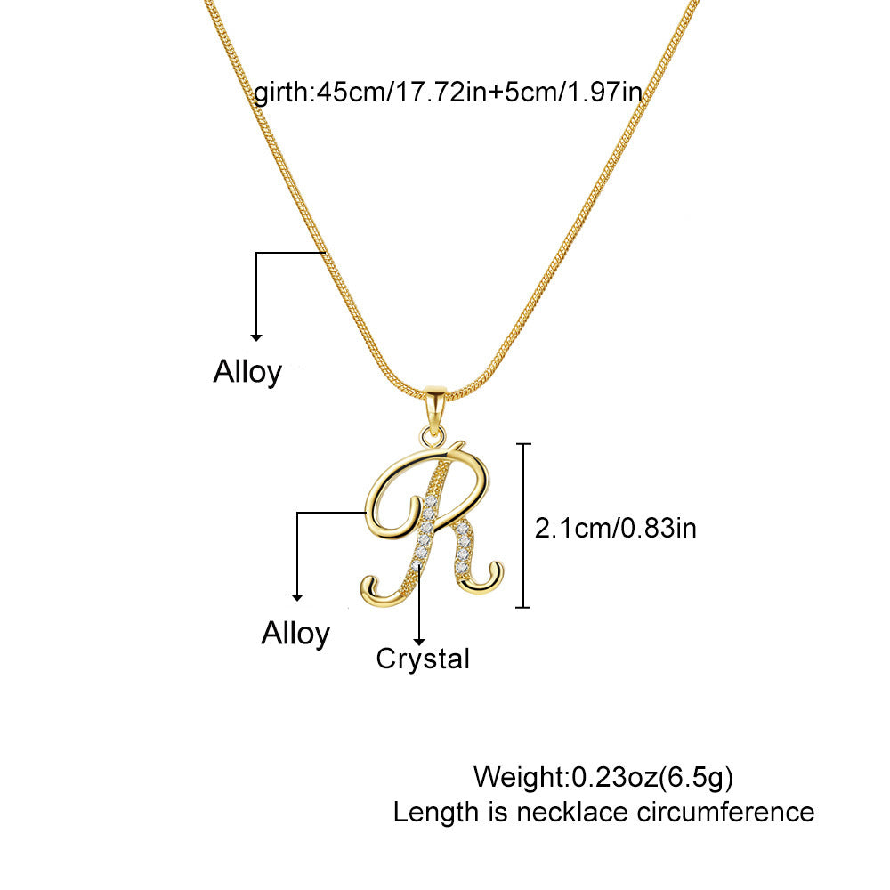 Miami Crystal Script Initial Necklace