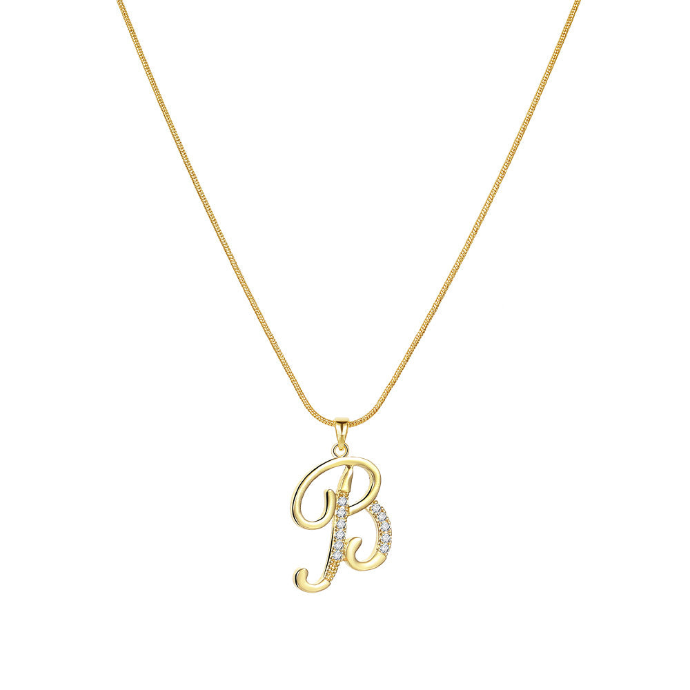 Miami Crystal Script Initial Necklace