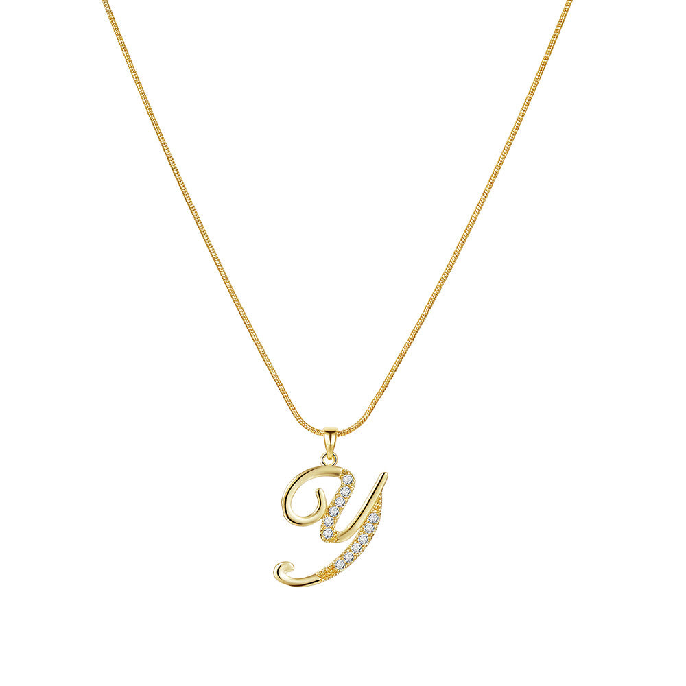 Miami Crystal Script Initial Necklace