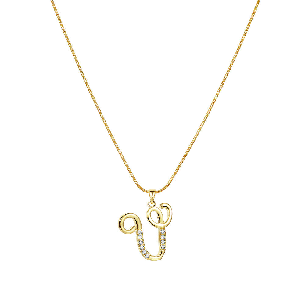Miami Crystal Script Initial Necklace
