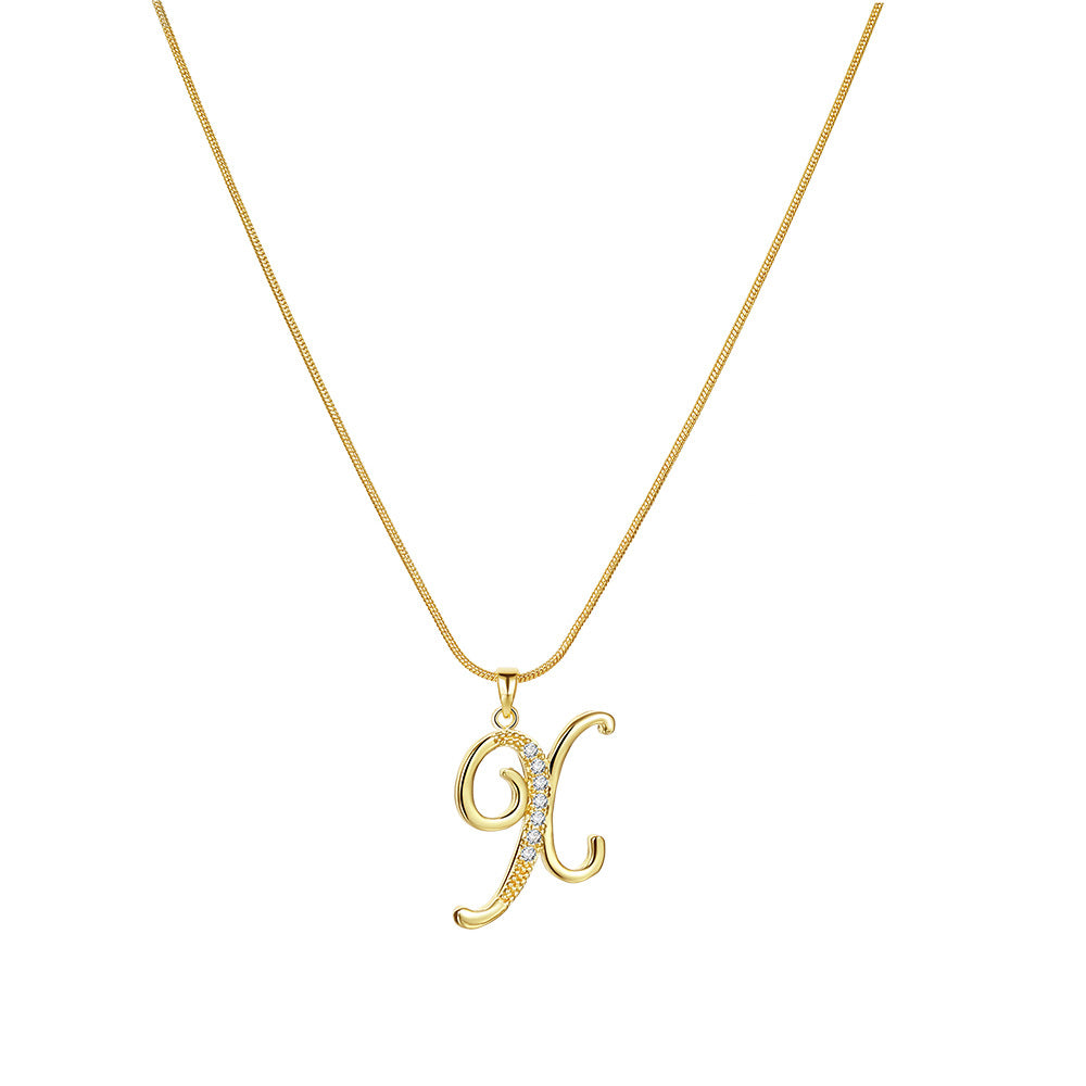Miami Crystal Script Initial Necklace