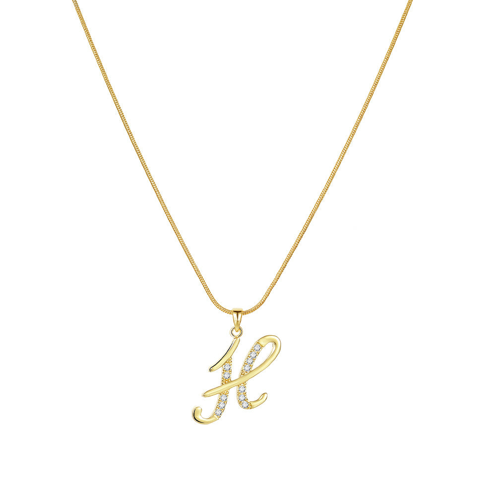 Miami Crystal Script Initial Necklace