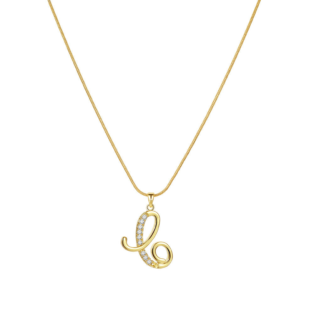 Miami Crystal Script Initial Necklace