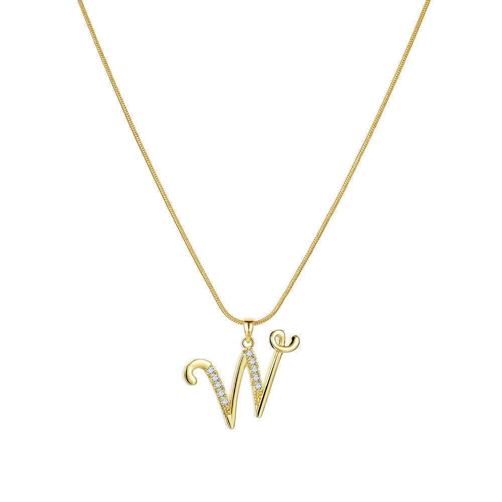Miami Crystal Script Initial Necklace
