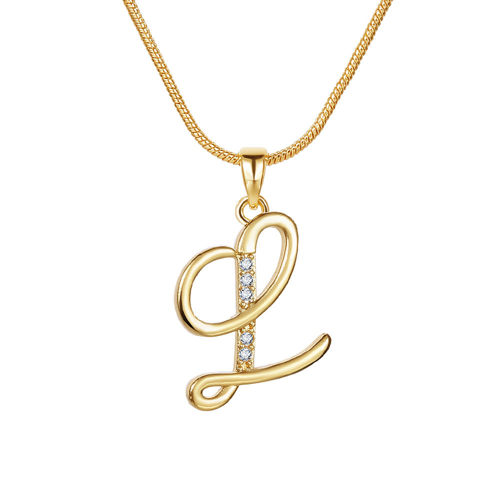 Miami Crystal Script Initial Necklace