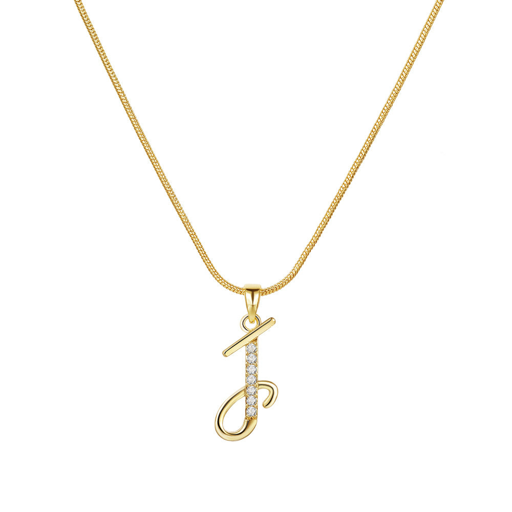 Miami Crystal Script Initial Necklace