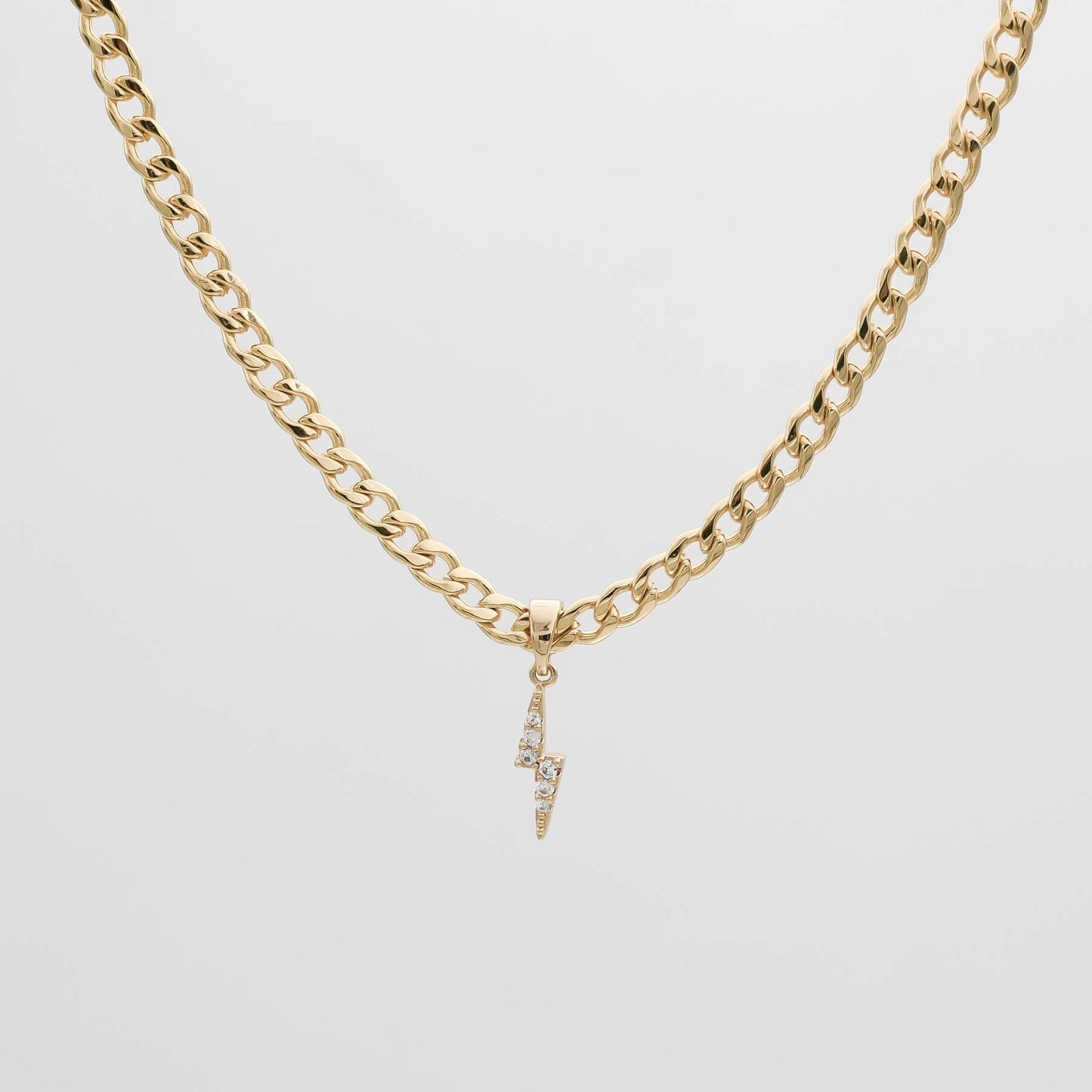 Pave Lightning Bolt Cuban Necklace - Image 5 - ISMI JEWELS