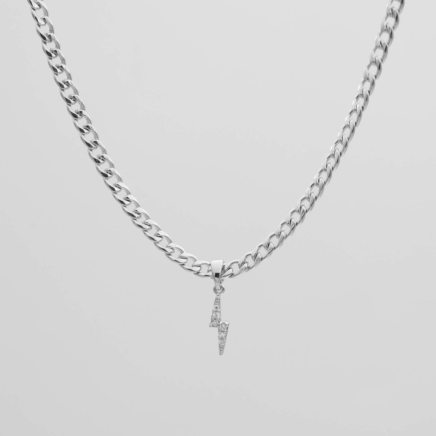 Pave Lightning Bolt Cuban Necklace - Image 2 - ISMI JEWELS