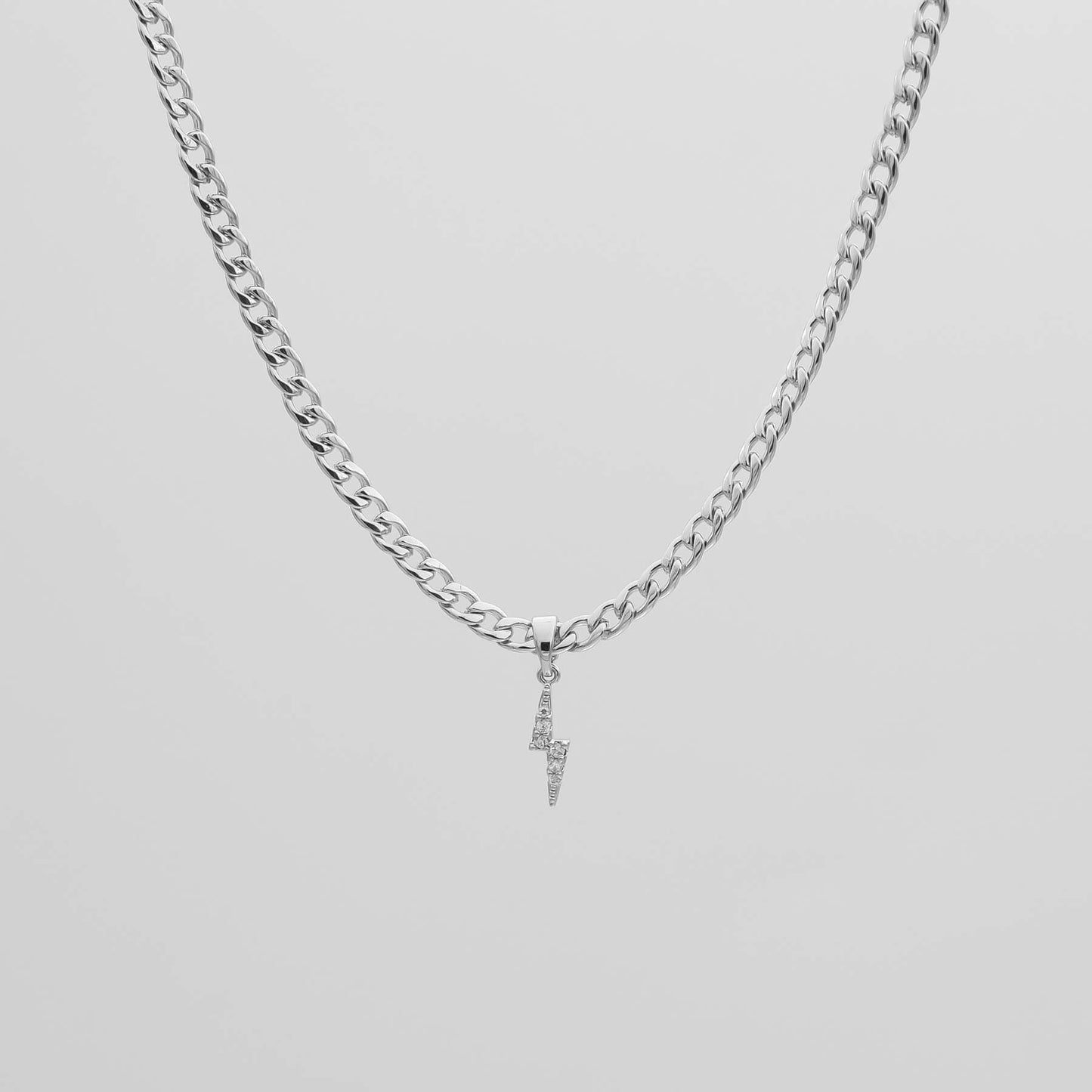 Pave Lightning Bolt Cuban Necklace - Image 4 - ISMI JEWELS